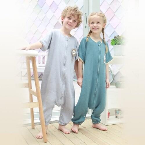 Baby legs sleeping bag spring summer thin child kick by the body pajamas climbing short sleeves first four after two