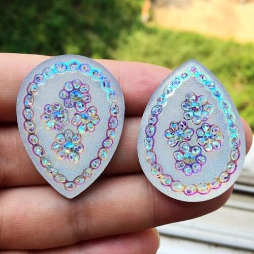 4pcs 30*40mm flatback Drop Resin Rhinestone Crystal and Stones costume Strass For DIY Clothes Crafts -T02