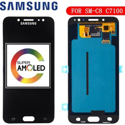 Super AMOLED For SAMSUNG GALAXY C8 LCD C7100 Display Touch Screen Digitizer Assembly C710F Replacement For 5.5" SAMSUNG C8 LCD