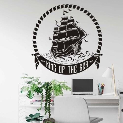 Vinyl Decal Viking Ship Scandinavian Wall Decal Sticker Boy Ship Nursery Peter pan Gift Bedroom Sea