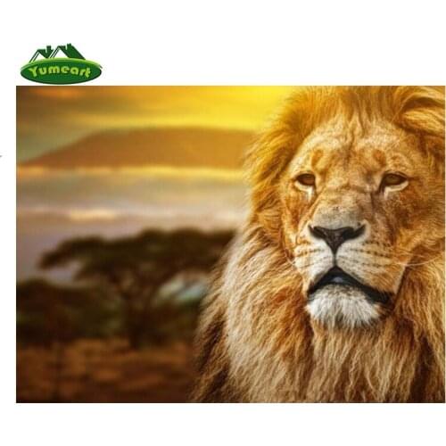 YUMEART 5D DIY Diamond Painting Sunset Lion Animal Embroidery Cross Stitch Rhinestone Mosaic Kits Home ZKll Decor Creative Gifts