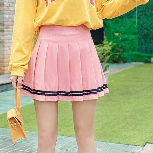 Women Skirt Preppy Style High Waist Chic Stitching Skirts Summer Student Pleated Skirt Women Cute Sweet Girls Dance Skirt