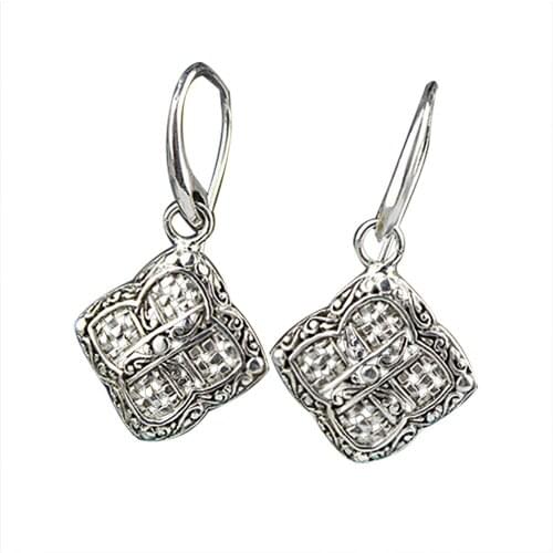 Bohemia New Ethnic Real 925 Sterling Silver Hollow Drop Earrings For Women Orininal Handmade Earrings Fine Jewelry Wholesale