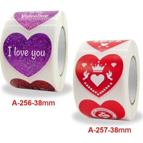 1.5-inch Valentines Day sticker with 9 kinds of patterns on the seal