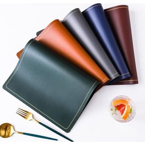 10pcs/lot Placemats Double-deck PU Leather Western Food Mat Table Mats Anti Oil Pollution Kitchen Tools For Table Decoration