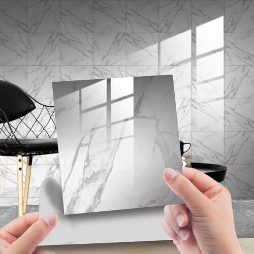 Marble Pattern Tile Stickers 10pcs Home Decor Stickers Waterproof Self Adhesive Kitchen Bathroom Vinyl Mosaic Wall Stickers