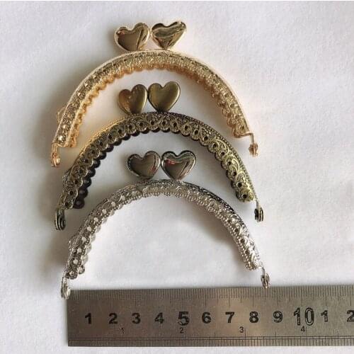 10pcs Press 8.5cm Heart Heart-shaped Metal Purse Frame Handle for Bag Sewing Craft Tailor Sewer