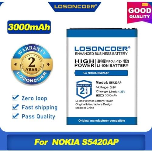 100% Original LOSONCOER S5420AP 3000mAh Battery For NOKIA S5420AP Battery