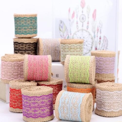 2M/Roll Natural Jute Burlap Ribbon Hessian Ribbon Vintage Rustic Wedding Decor Christmas Gift Wrap Ribbon Party Home Decor