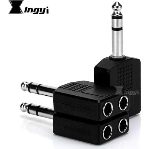 3Pcs 1/4" 6.35mm Male Plug to Double 6.5mm Jack Female Audio Adapter Connector Dynamic Microphone Converter For DJ Mixer Console