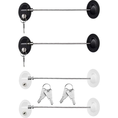 4 Pack Refrigerator Door Lock with Keys Adhesive Fridge Freezer Door Lock File Drawer Lock for Child Safety and Privacy, Black a