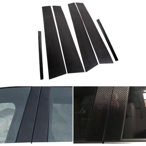6PCS Car Real Carbon Fiber Window B-pillar Molding Cover Trim For Mercedes Benz GLA Class 2013 2014 2015 2016 2017 2018
