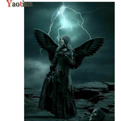 5D Diamond Painting Dark Angel Girl Diy Diamond Embroidery Full Display Diamond Mosaic Cross Stitch Halloween Gift Decor New