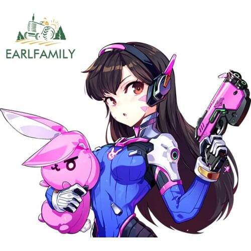 EARLFAMILY 13cm x 10.1cm for Overwatch D.Va Graffiti Car Stickers Windshield Graphics Waterproof Decal Trunk Car Accessoires