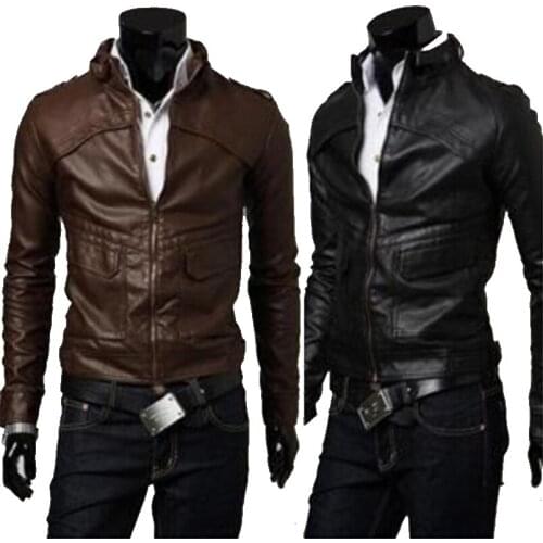 Free shipping 2015 short selling fashion mens leather jacket