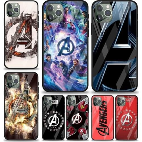 Tempered Glass Cover Marvel Avengers Logo For Apple IPhone 12 Mini 11 Pro XS MAX XR X 8 7 6S 6 Plus Phone Case Coque