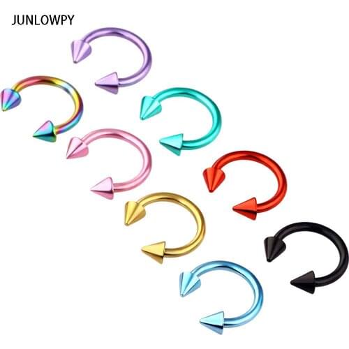 JUNLOWPY 316L Surgical Stainless Steel Circular Barbells Horseshoe Nose Ring Lip Ear Stud Piercing Earring Body Pircing Jewelry