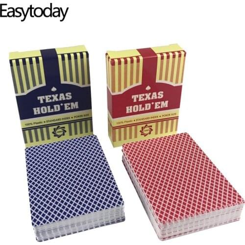 Easytoday 10Pcs/Set PVC Baccarat Texas Hold'em Plastic Playing Cards Waterproof Poker Cards Plastic Entertainment Games Cards