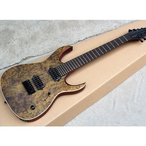 In Stock-7 Strings Alder Electric Guitar with Bark Grain Veneer,24 Frets,Rosewood Fretboard