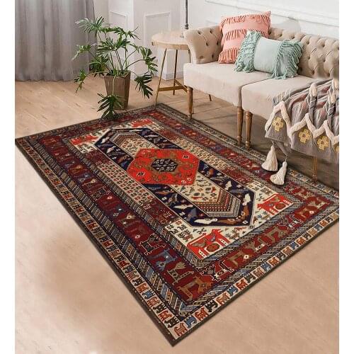 Kahverengi etnik desenli halı şönil orjinal desenli halı yatak odası oturma odası mutfak kaymaz anti alerjik kargo bedava halı