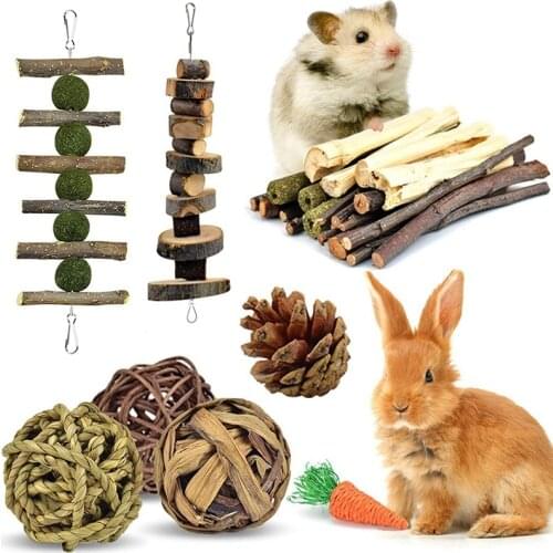LUDA Rabbit Toys, Hamster Small Animals Treats Bunny Chinchilla Chew Toy For Teeth Natural Apple Wood Sticks Boredom Breaker