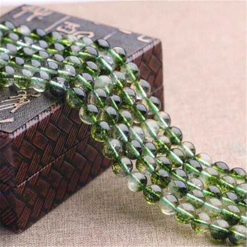 Grade AA Natural Clear Quartz Beads Imitation Green Lodolite 6mm-12mm Smooth Polished Round 15 Inch Strand BJ17