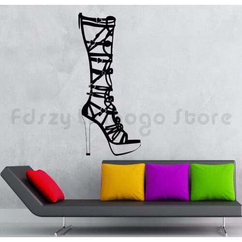 Wall Sticker Beautiful Womens Shoes Wall Decal Removable Shopping Mall Window Sticker Fashion Shop Decoration Poster Q573