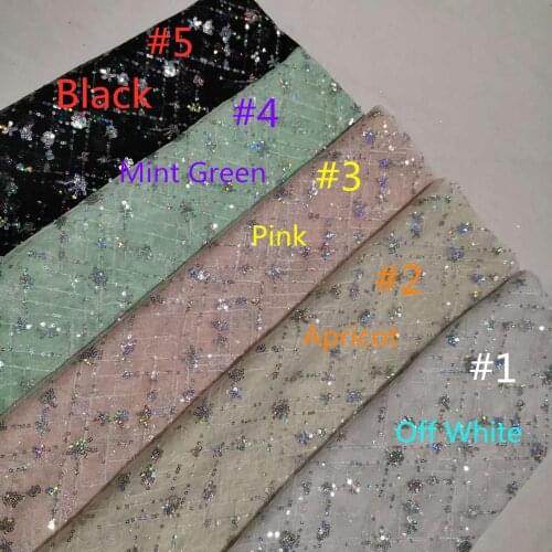Colorful Sequined lace fabric Embroidery Tulle Fabric Grid shinny Mesh For DIY Sewing Summer Tutu Dress Bridal Dance Dress