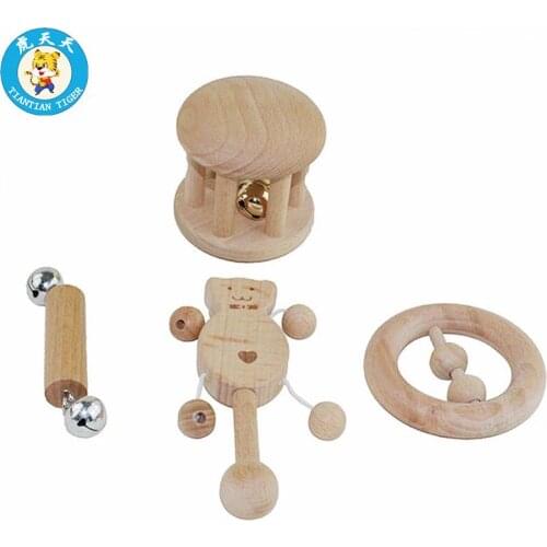 Montessori Baby Sensory Toys 0-3 Years Old Wooden Toys Hand Grasping Funny Kids Rattles Gift
