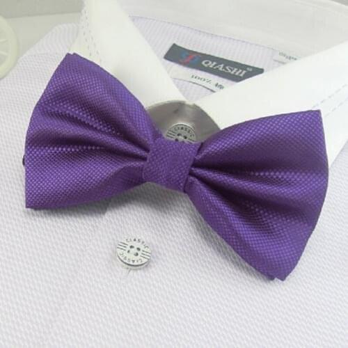 Mens solid color bowties purple neck tie knots bow ties necktie butterflies