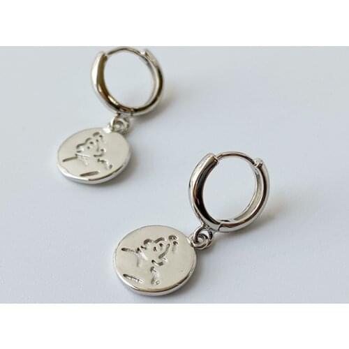 New S925 Silvery Earrings Fashion Portrait Charm Hoop Drop Earrings For Women Wedding Party Unusual Jewelry Birthday Gifts