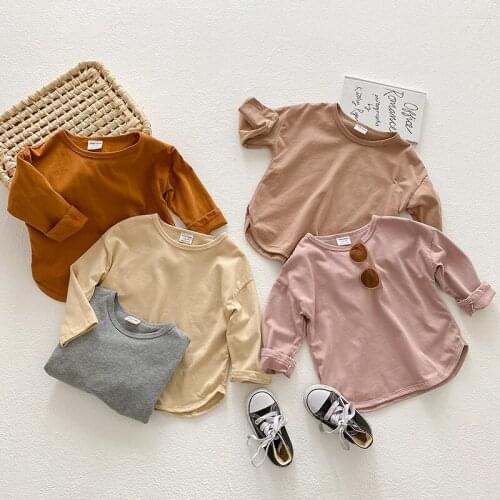 Autumn new childrens long sleeve T-shirt bat loose round neck boys' and girls' top Korean childrens wear boy clothes