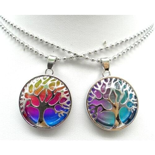 Natural Stone Quartz Crystal rainbow tiger eye lapis Tree of Life Round Shaped charm pendant for diy Jewelry making necklace