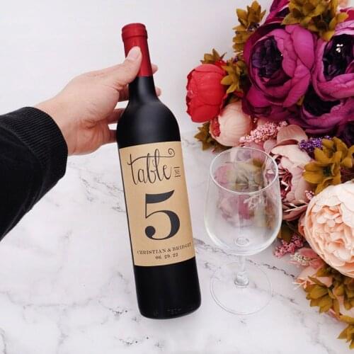 Personalized Wine Bottle Labels Stickers Wine Wrappers DIY Bottle Decoration Custom Name and Date Table Number for Wedding Decor
