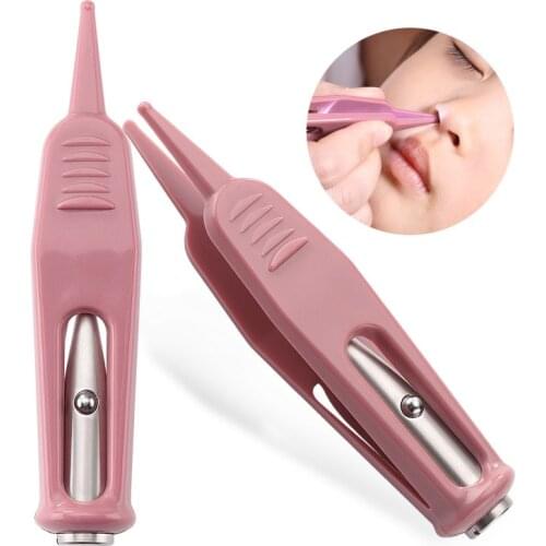 Baby Dig Booger Clip Infants Clean Ear Nose Navel Safety Tweezers Safe Forceps Cleaning Supplies Safety Forceps With LED Light