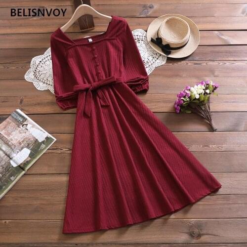 Maxi Chic long Dress for women Spring Autumn Red Long Sleeve square Collar Ladies Clothes Elegant Party Holiday Vestido Feminino
