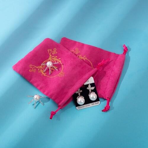 50Pcs Drawstring Gift Bag Rose Flannel Multi Size Jewelry Packaging Wedding Christmas Halloween Favor Candy Bag Can Custom Logo