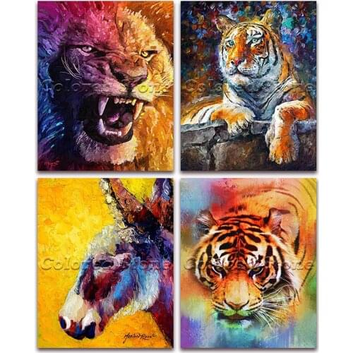 5D Full Square Diamond painting embroidery Cross stitch Animals Lion tiger donkey 3D DIY Round Drill Drawing mosaic 297