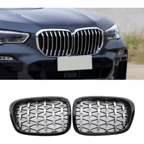 1Pair Car Grille Mesh ABS Semi-plated Front Kidney Grills 51137005837 51137005838 for BMW 5 Series E39 99-03