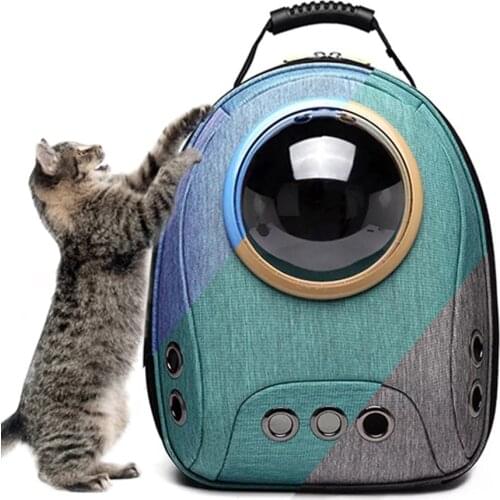 Pet Dog Cat Backpack Travel Carrier Space Capsule Bag Small Dogs Shoulder Bags Outdoor Carrying Breathable Handbag Oxford Fabric