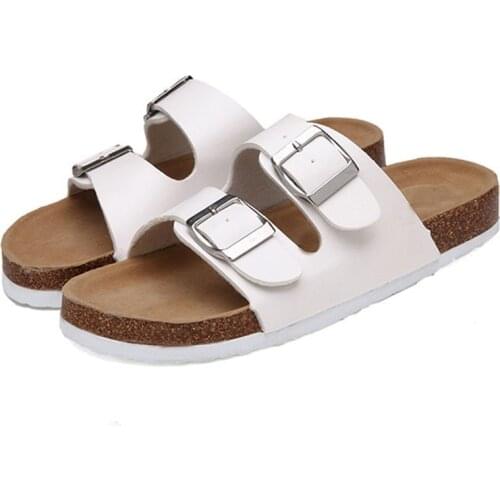 Mens Summer Cork Slippers Casual Black Open Toe Couple Sandals Women/Male Beach Flip Flops Big 44 Boys Soft Two Buckle Slides