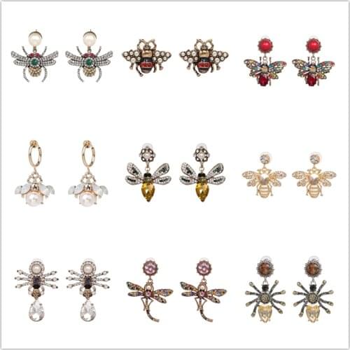 Small cute Earrings 32 Colors Trendy statement aminal Earrings For Girls Charm crystal Earrings for Women wedding party Jewelry
