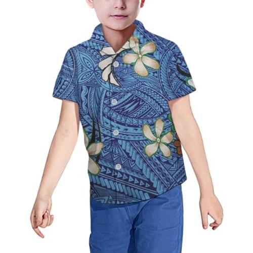 HYCOOL 2021 Spring Autumn Fashion Short Sleeve Printed Polynesian Samoa Pattern Boy Shirts Floral Kid Casual Clothes Gift