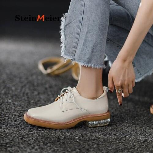 Yinzo Women Flat Shoes 2021 Genuine Leather Laces Square Toe Brogues Ladies Summer Woman Gladiator Rubber Shoes