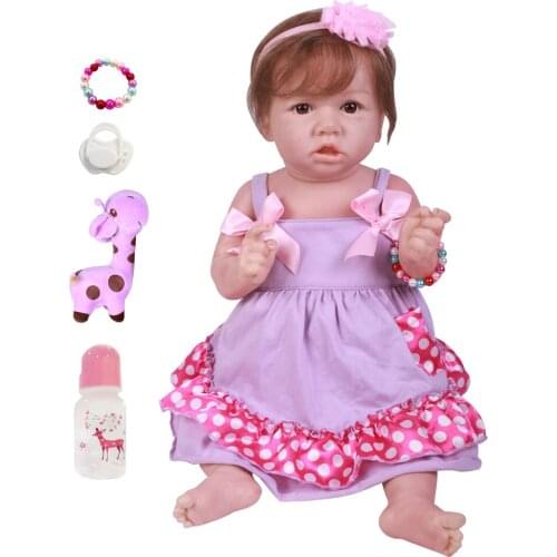 23'' 58CM New Bebe Reborn Baby Dolls Full Vinyl Body So Truly Like Alive Doll In Brazil Toddler bebe Toy Birthday Gifts