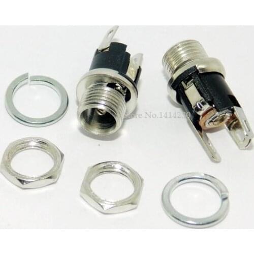 5Pcs 5.5-2.1MM 5.5 * 2.1 DC Socket With Nut DC Power Jack Socket Female Panel Mount Connector