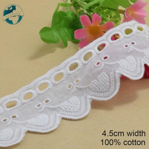 5yard 4.5cm wide 100% Cotton embroid lace sewing ribbon guipure trim wedding lace DIY Garment Accessories african doll lace#3988