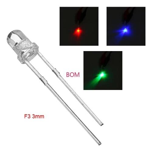 50pcs/lot F3 3mm Fast/Slow RGB Flash Red Green Blue Rainbow Multi Color Light Emitting Diode Round LED Full Color DIY