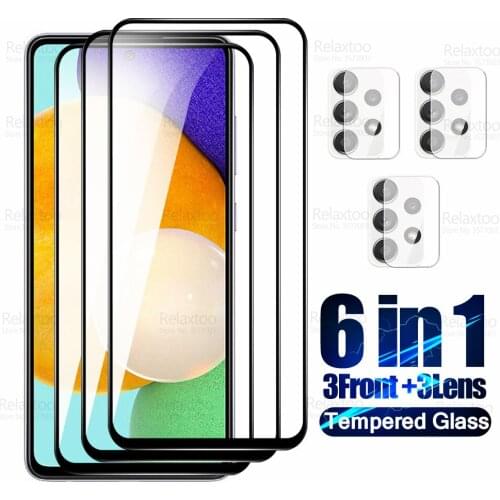 6in1 Camera Tempered Glass For Samsung Galaxy A52 a52s A22 A32 A72 A02 S A03S A12 A 52 32 22 72 Screen Protector Protective Film