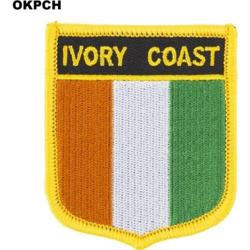 Ivory Coast Shield Shape Flag patches embroidered flag patches national flag patches for Cothing DIY Decoration PT0093-S